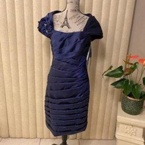 Elegant Navy Taffeta Mother Of The Bride Or Party Dress Size 10